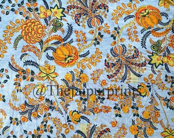 Floral Printed Velvet Fabric, Boho Upholstery Fabric