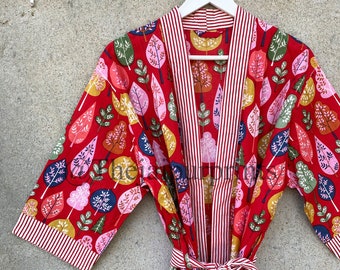 Indian Cotton Kimono Robe, Women Dressing gown, Maternity Robe Bath robe Dressing Gown Beachwear long Kimono, Summer Nightwear, Bathrobe