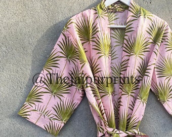 Pink Lightweight Pure Cotton Kimono Robe, Women Dressing Gown, Bridesmaid Robe, Summer Beach Cover Up, Cotton Bathrobe, Summer Nightwear