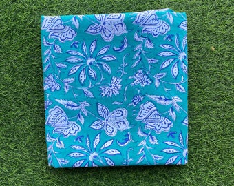Hand Block Print Indian Cotton Fabric: Floral Sewing Material