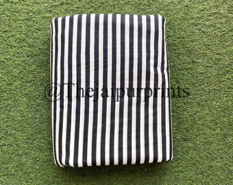 Black Stripe Cotton Fabric: Hand Block Print, Indian Dressmaking Material