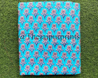 Floral Print Cotton Fabric By The Yard: Indian Handmade Block Print