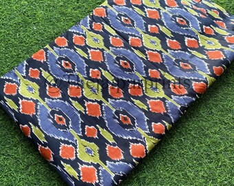 Handloom Ikat Cotton Fabric: Indian Print, Soft Cambric Cotton By The Yard