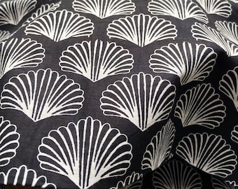 Black & White Fan Print Cotton Fabric: Boho Apparel, Quilting Fabric By The Yard