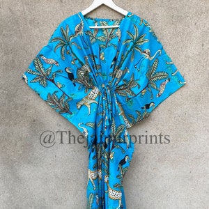 Jungle safari Print Soft Cotton Kaftan, Indian Handmade caftan Dress, Dress For to be Moms, Beach Cover up, Maxi Dress, Long Kaftan Womens