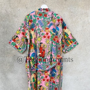 Frida Khalo Print Indian Handmade Cotton Kimono Robe, Dressing Gown, Wedding Robe, Japanese Kimono, Getting Ready Robe, Gift For Her