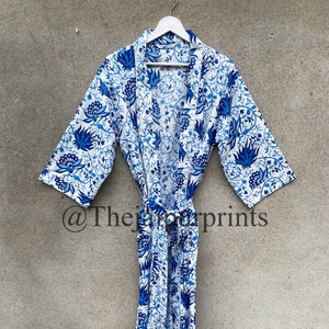 Indian Cotton Floral Beach Kimono Robe, Kimono Robe, Cotton Robe, Shower Robe, Maternity Robe Bath robe Dressing Gown Beachwear long/short