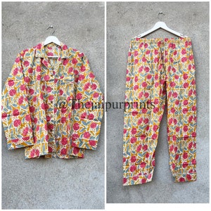 Women Sleepwear Pajama Set, Indian Cotton Pajamas, Bridesmaid Pajama Set, Matching Pyjama Set, Bride pajamas, Bridal Party Pajamas