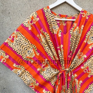 Animal Print Kaftan, Indian Soft Cotton Caftan, Maxi Dress, Beach Cover Up, Bridesmaid Gift, Kaftan For Women's, Nightwear Dress