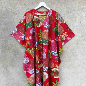 Floral Kaftan Dress: Handmade Indian Cotton Summer Gown