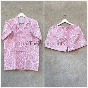 Cotton Short Pajama Set: Indian Print Nightwear