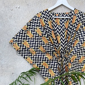 Indian Cotton New Tiger Print Caftan, Bohemian Dress, Maxi Dress, Caftan For Women&#39;s, Summer Kaftan, Gift For Her