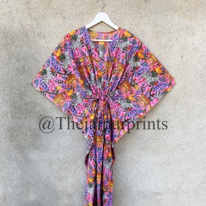 Indian Summer Wear Printed 100% Soft Cotton Kaftan Dress, Maxi Dress, Night Wear, Women Dress, Cotton Long Kaftan, Women Kaftan