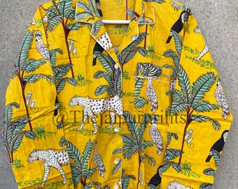 Tiger & Zebra Print Cotton Pajama Set: Indian Nightwear