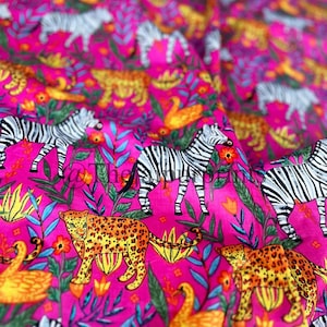 Indian Cotton Leopard & Zebra Print Fabric, Quilting And Curtain Fabric, Dress fabric, Kids Fabric, Women fabric, Boho Fabric