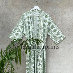 Indian Cotton Sanganeri Print Kimono Robe, Bridesmaid Dressing Gown, Japanese Kimono, Getting Ready Robe, Bridal Robe, Gift For Her