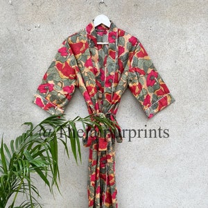 Cotton Bath Robe, Cotton Kimono, Indian Hand block print Cotton Bath Robe, Night Wear Gown, Swim Wear, Dressing Gown