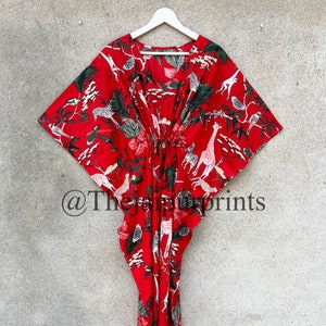 New Jungle Wild Animal Print 100% Soft Cotton Kaftan Dress, Women Dressing Gown, Beach Cover Up, Sleepwear Maxi Dress, Long Kaftan, Hippie