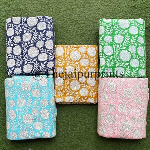 New  Lot Indian Handmade Floral Print Cotton Fabric, Women's Clothing Fabric, Dressmaking Fabric, Fabric By The Yard, Crafting Fabric,