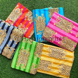 Stripe Tiger Print 100% Cotton Fabric, Indian Soft Cotton Fabric By The Yard, Kid's Clothing Fabric, Sewing And Craft Material
