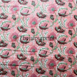 Indian Hand Block Print Soft Fabric, Cloth By Yard, 100% Pure Cotton Voile Fabric For Dress Making, Sewing, Crafting, Upholstery Fabric