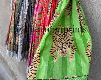 Indian Tiger Print Cotton Sarong: Beach Wrap Scarf