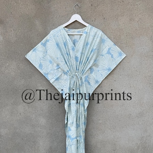 Tie Dye Caftan Maxi Dress: Hand Block Print Cotton Kaftan