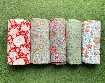 Wholesale Lot Of Floral Hand Block Printed Fabric, Block Print Fabric, Indian Cotton Fabric, Dress Fabric, Sewing Fabric By The Yard