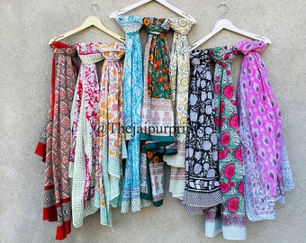 Indian Hand Block Print Cotton Sarong, Bohemian Beach Cover-Up