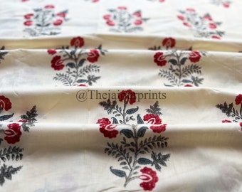 Indian Mughal Print Fabric, Hand Stamped Ethnic 100% Cotton Fabric By The Yard, Quilting Fabric, Hand Printed Block Print Fabric, Upholstery