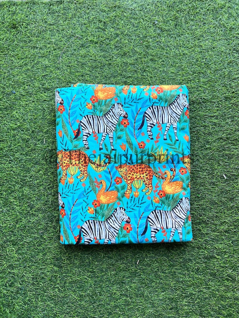 LOT of Animal Print Organic Cotton Handmade Fabric, Fabric by the Yard, Garments Material