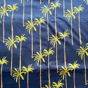 Black Palm Tree Print Indian Cotton Fabric: Boho Dressmaking, Quilting