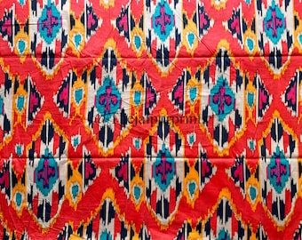 Ikat Printed Cotton Fabric: Indian Handmade Dressmaking Apparel