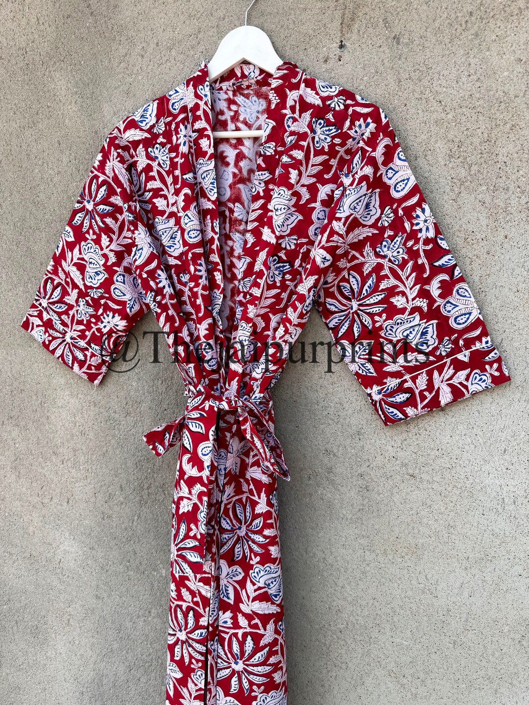Block Print Robe Block Print Kimono Robes, Women's Kimono Robe, Cotton Dressing Gown ...