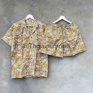 Bird Print Women&#39;s Cotton Pj Shorts, Bridesmaid Pajama, Sleepwear Shorts, Lounge Set, Summer Wear Short Pajama, Matching Pajama Set