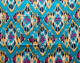 Hand Printed Ikat Cotton Fabric: Indian Sewing Material