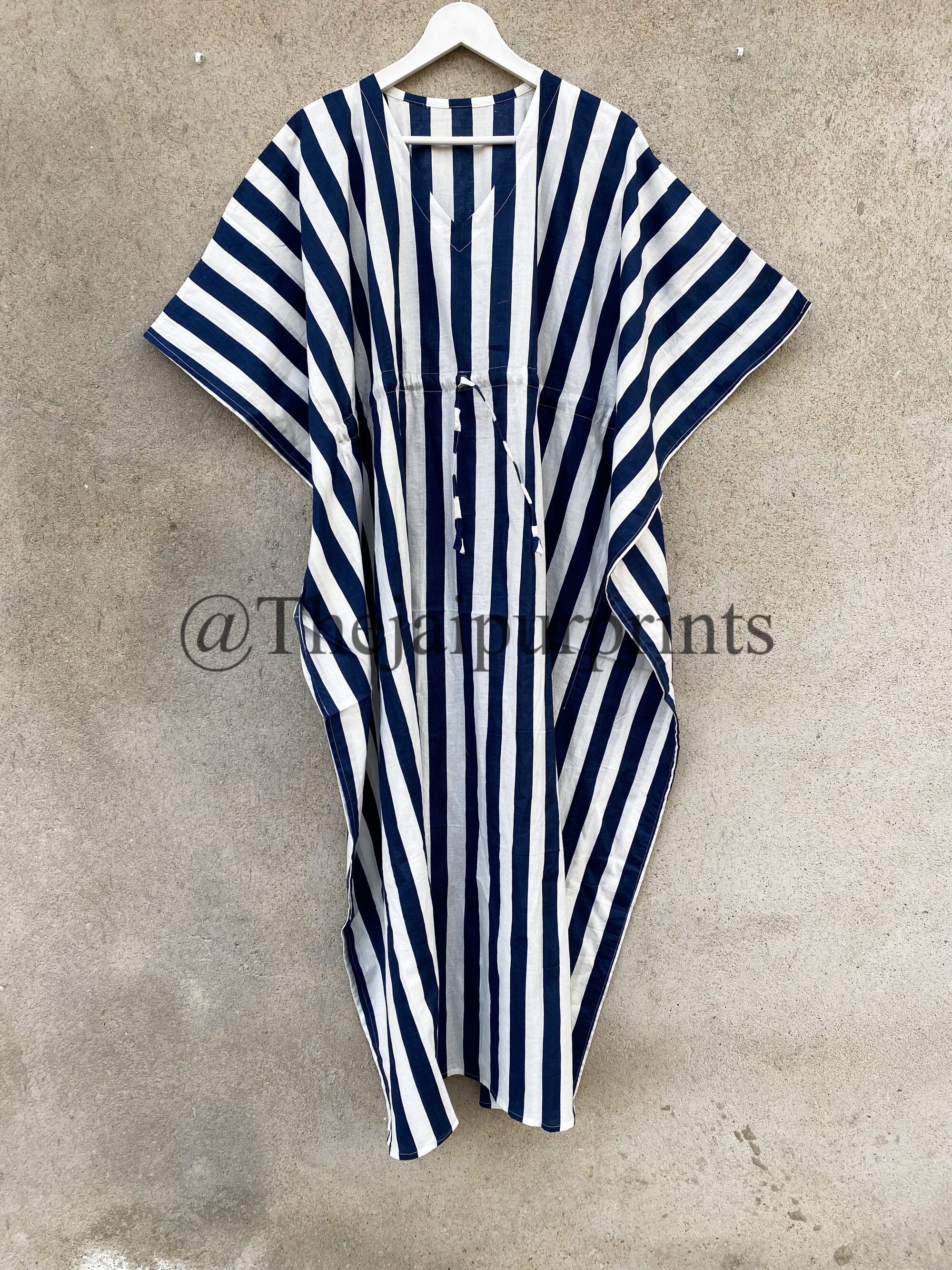 blue chiffon dress midi Linn Striped Cotton Dress