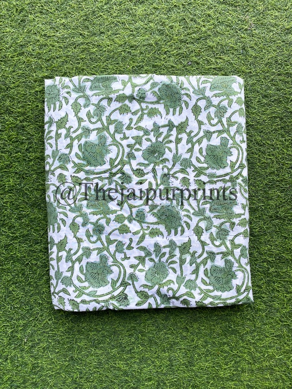 Tissu Coton Imprimé Floral Indien 5 Yards - Teint Main, 100% Coton, Idéal Couture