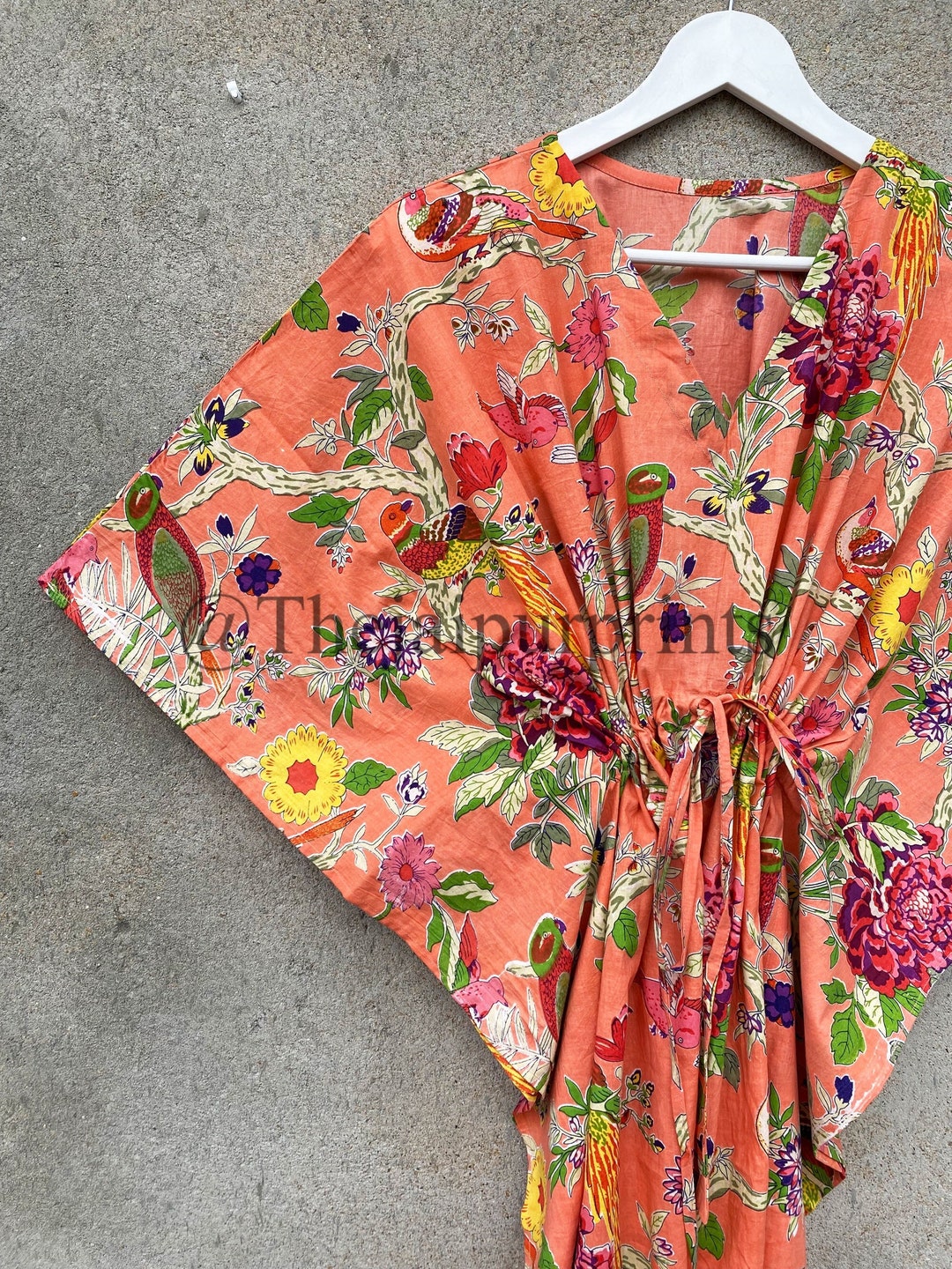 257 Bird Print Long kaftan