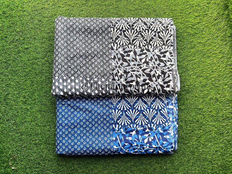 Patchwork Print Cotton Fabric: Soft Quilt Fabric, Rosenblatt Black White 画像 1