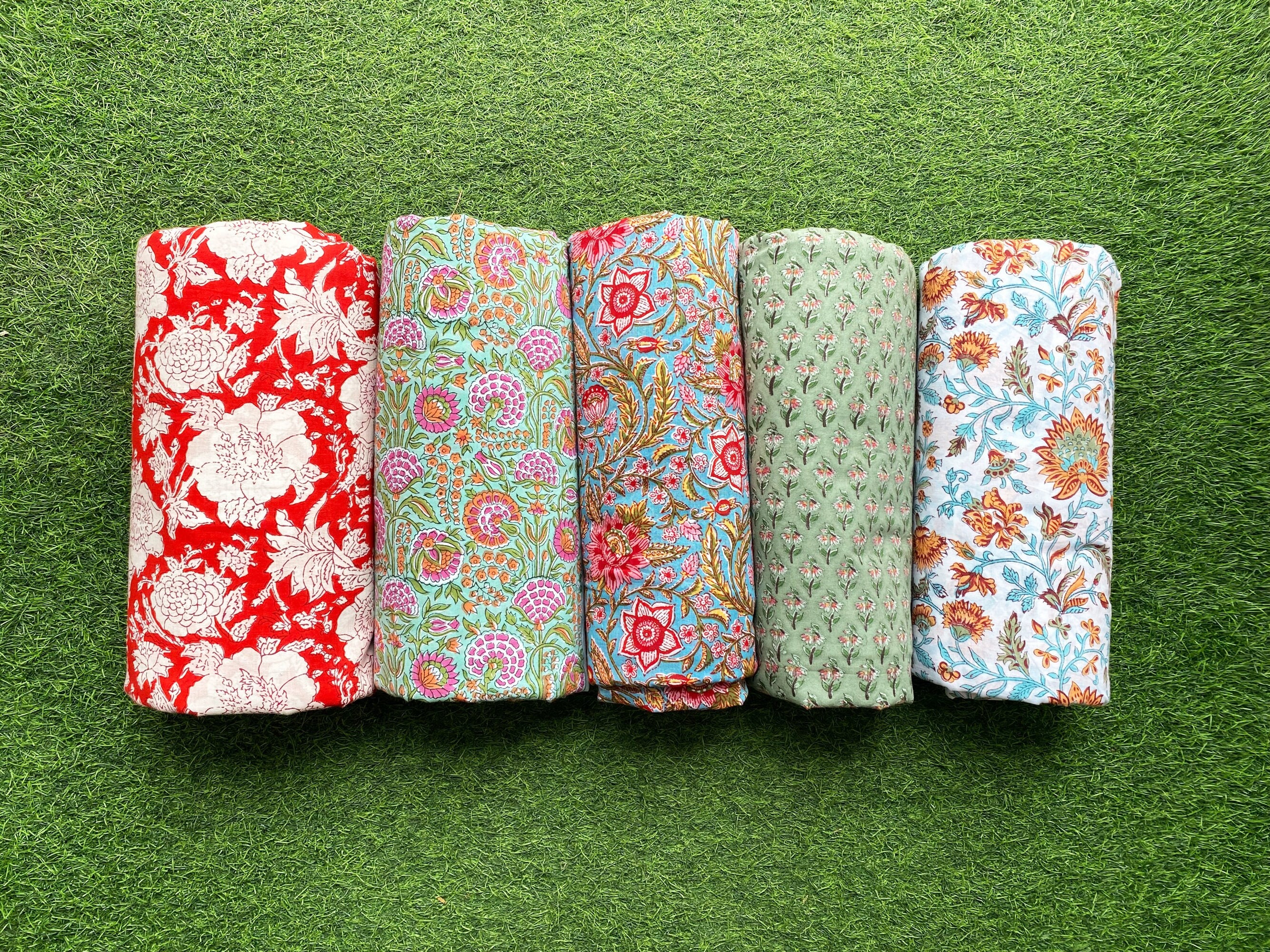 Wholesale Lot Of Floral Hand Block Printed Fabric, Block Print Fabric, Indian Cotton Fabric, Dress Fabric, Sewing Fabric By The Yard
