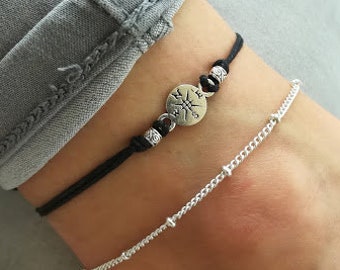 Compass Anklet, Compass Jewelry, Silver Compass Anklet, Summer Anklet, Beaded Anklet, Beach Anklet, Travel Anklet, Travel Gift, Compass Gift