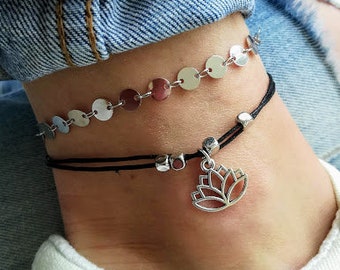 Lotus Beaded Anklet, Lotus Anklet, Beach Anklet, Ankle Bracelet, Beaded Anklet, Charm Anklet, Festival Anklet, Summer Anklet, Boho, Lotus