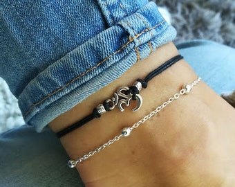 Boho Silver Om Anklet Chain Ankle Bracelet Yoga Jewelry Summer Beach Buddhism