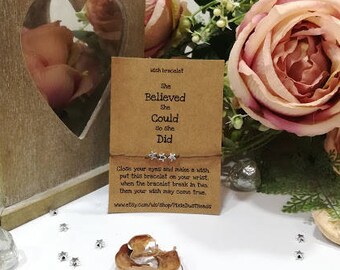 She believed she could so she did it Wish Bracelet, Graduation Gift, She believed, Inspiration Bracelet, Graduation Bracelet Motivation Gift