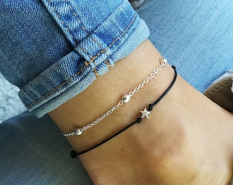 Star Anklet, Tiny Star Anklet, Beach Anklet, Ankle Bracelet, Beaded Anklet, Charm Anklet, Festival Anklet, Summer Anklet, Boho, Anklet Set