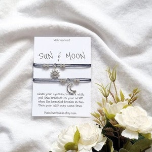 Sun & Moon Gift Sun and Moon Jewelry Sun and Moon Wish Bracelet Sun and Moon Beaded Bracelet Friendship Set Set for 2 Moon Sun Bracelet set