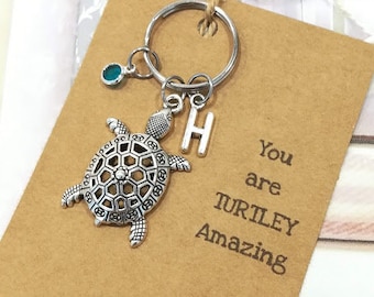 Large Turtle Keyring, Turtle Keyring, Turtle Keychain, Sea Life Keyring, Beach Keyring, Sea Turtle, Turtle Gift, Turtle Charm Turtle Jewelry