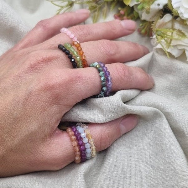 Gemstone ring crystal ring Stackable Rings Bead Ring Boho Ring Birthstone ring gemstone jewelry anxiety ringnatural gemstone crystal stones