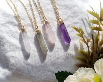 Point Necklace Gemstone necklace Gold Necklace crystal necklace